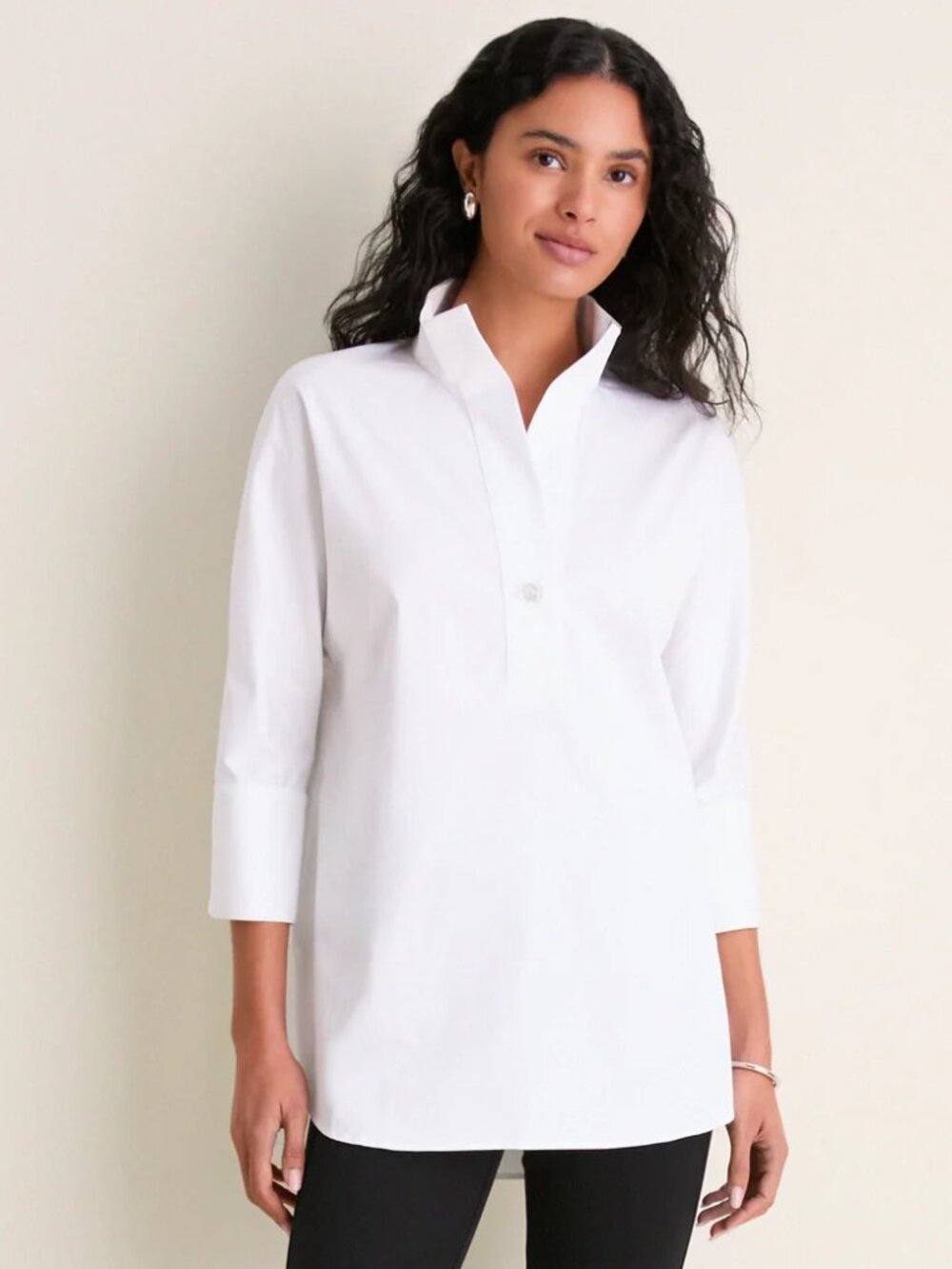 Tuckernuck Blanc Willow Blouse White Pearl Button Tunic Pullover